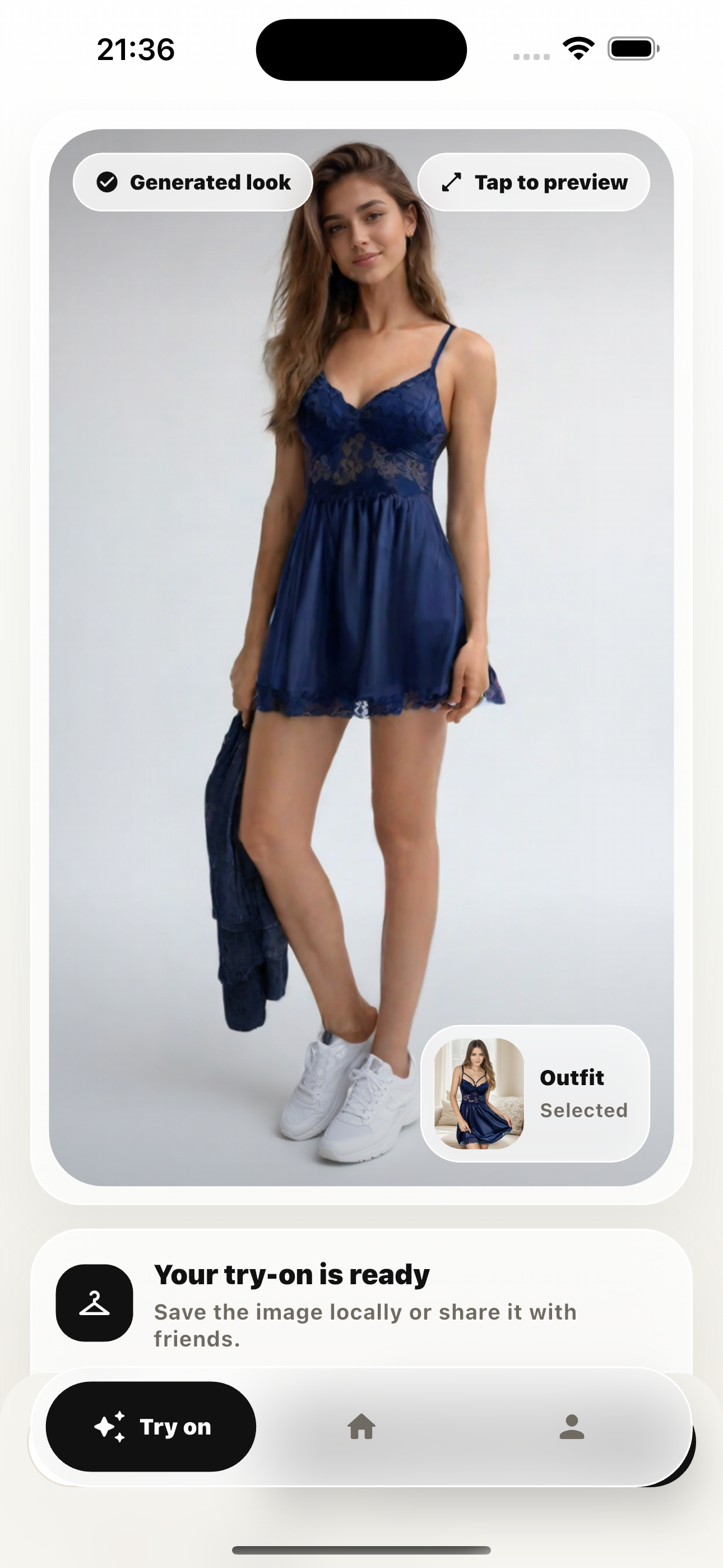 FASFY generated look app screen